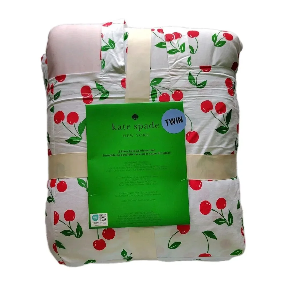 Kate Spade Twin Comforter & Sham Set Cherrycore 2Pc Bedding Dorm Room New